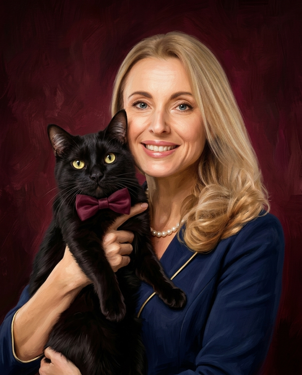 🍷 Burgundy Royale Pet & Owner Portrait