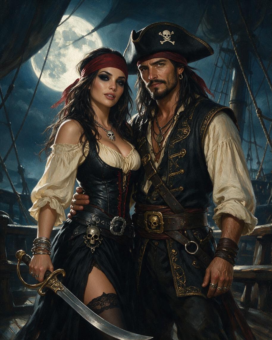 🏴‍☠️ Moonlit Pirate Lovers