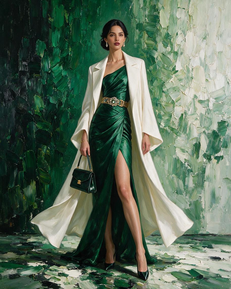 💚 Emerald Couture Impasto Portraits