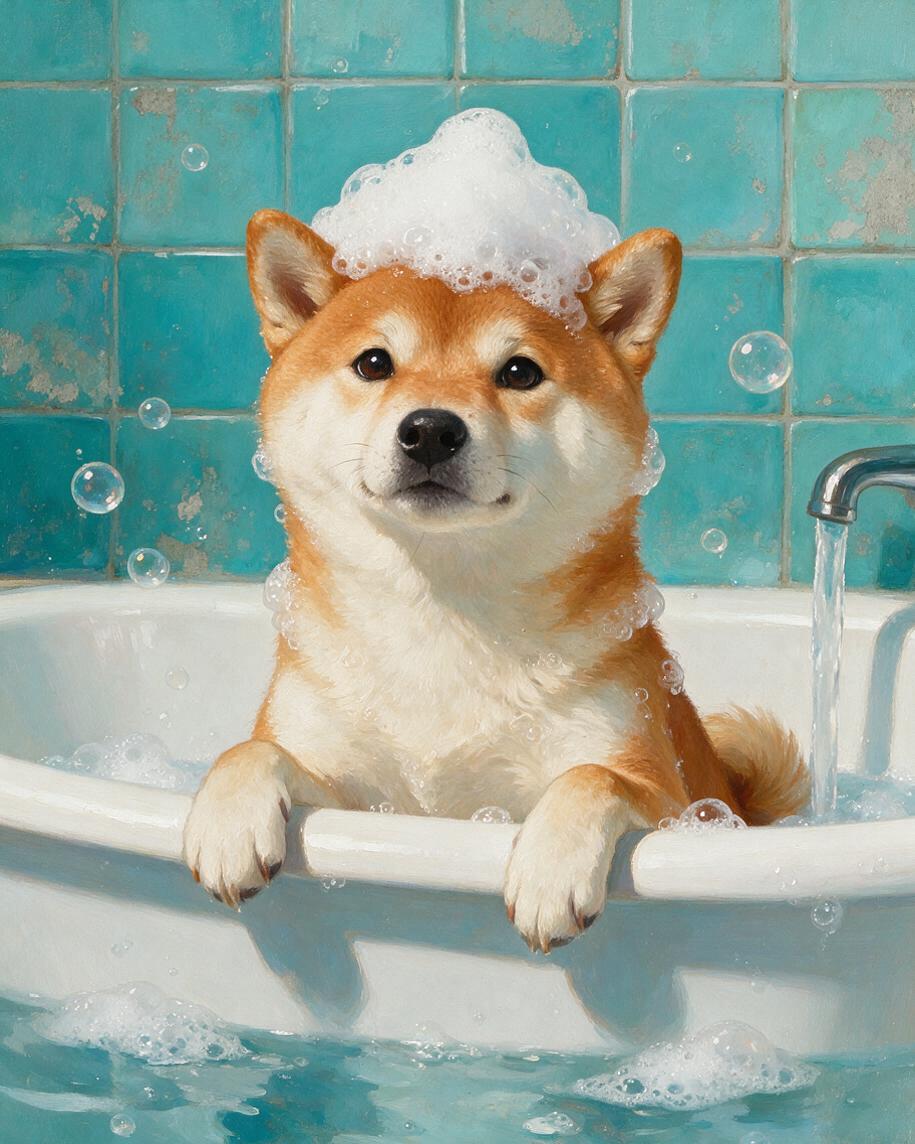 🛁 Bubbles & Blue Tile Bath
