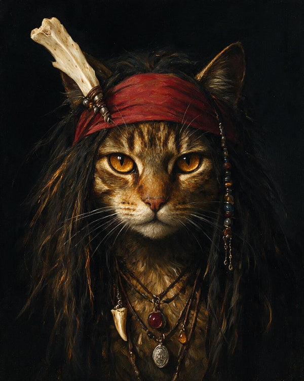🦉 Mystic Pirate Cat Portrait
