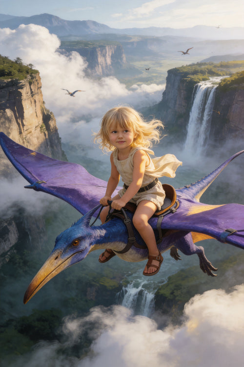 🦅 Flying Pteranodon Over Waterfalls