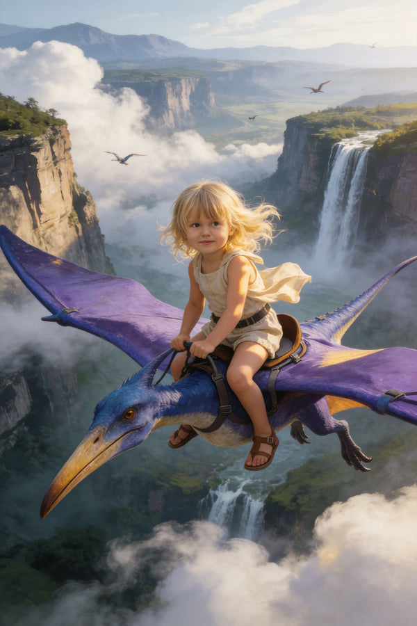 🦅 Flying Pteranodon Over Waterfalls