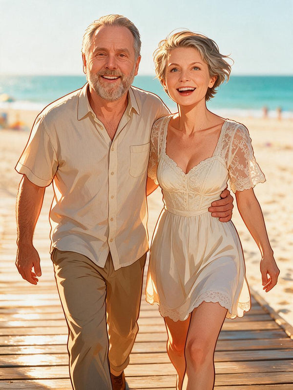 🌴 Sunlit Boardwalk Sweethearts